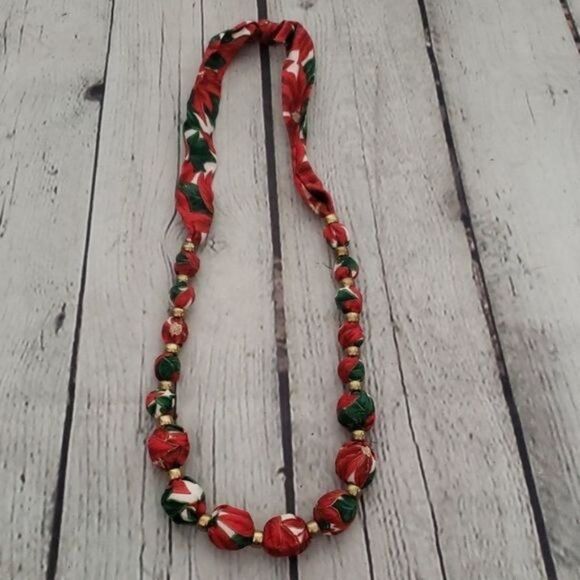 Vintage Handmade Ugly Christmas Party Fabric Necklace - Picture 1 of 7